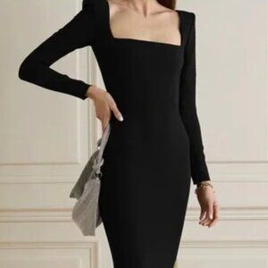 Alex Perry Square Neckline Long Sleeve Midi Length Dress
